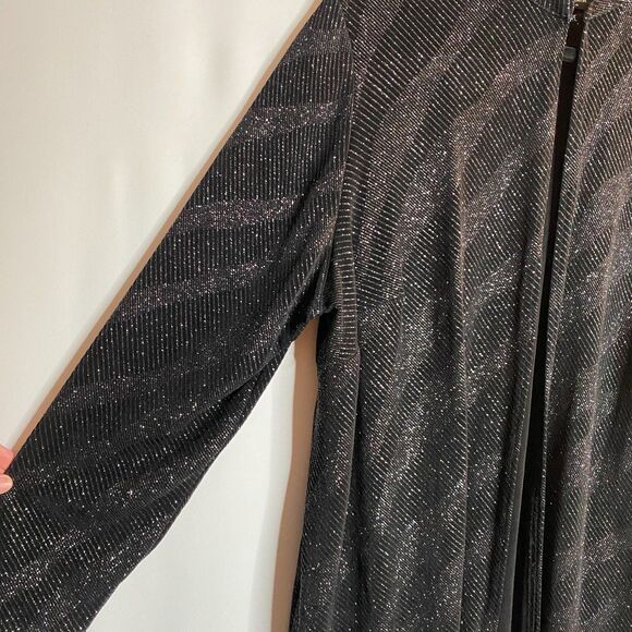 Onyx Nite Black Gorgeous Holiday Cruise Jacket Beautiful Sparkles Long Lines 2X - Picture 5 of 13